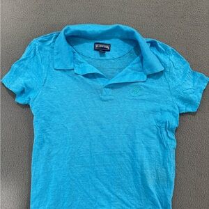 Vilebrequin Blue Polo Shirt Short Sleeve 100% Linen size 8